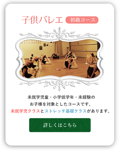 未就学児童・小学低学年・未経験のお子様を対象としたコースです。未就学児クラスとストレッチ基礎クラスがあります。